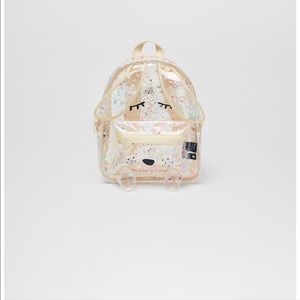 Zara girl backpack dog clear glitter